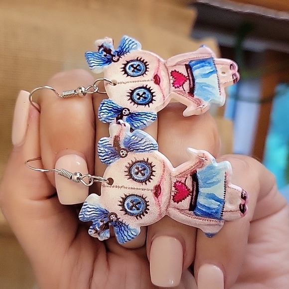 Coraline Style Creepy Drop Earrings - Picture 1 of 6